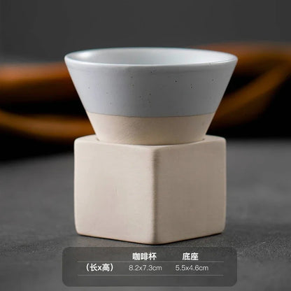 Retro Japanese Triangular Cone Shape Pottery Tea Coffee Cup