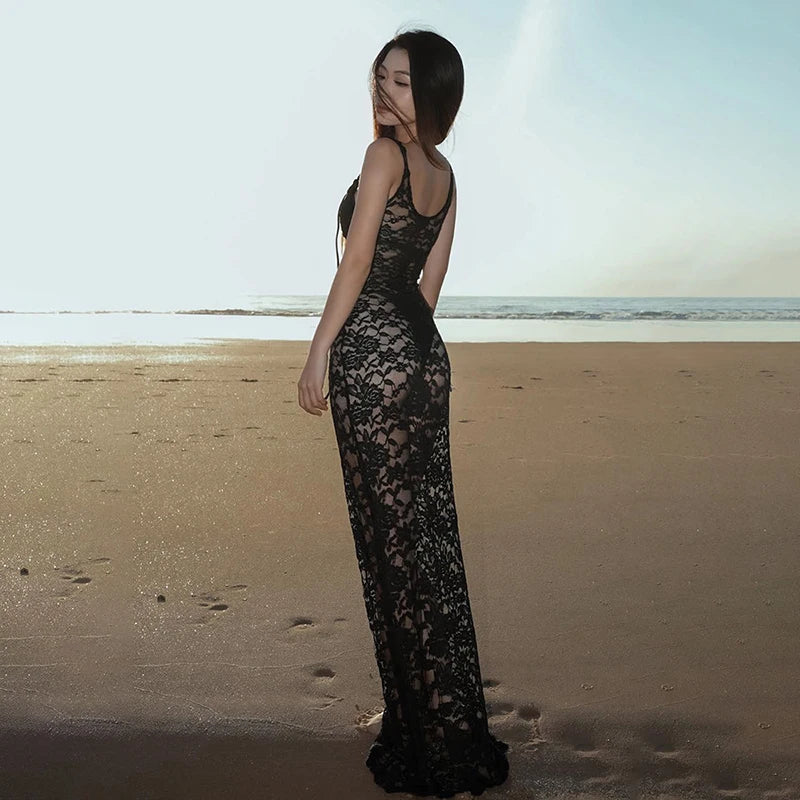 Sleeveless Lace Maxi Dress