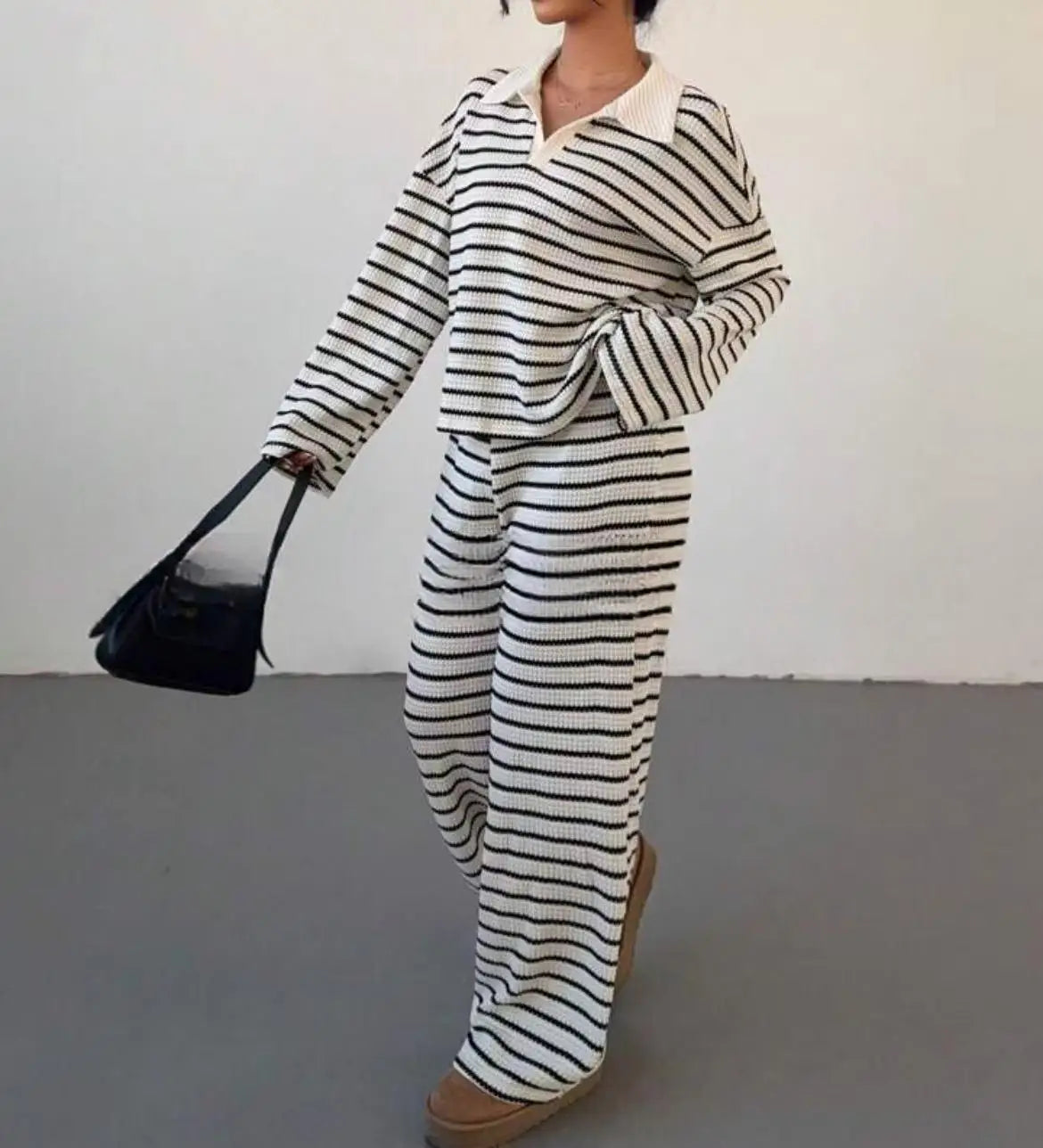 Conjunto de pantalón holgado a rayas