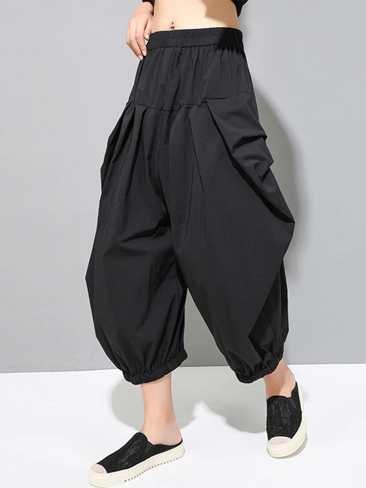 High Elastic Waist Pleated Pants