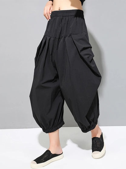 High Elastic Waist Pleated Pants