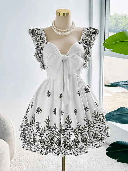 Ethnic Print Gathering Dress