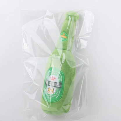 Stuffed Plush Beer Bottle / Mug Dog Puppy Chew Toy