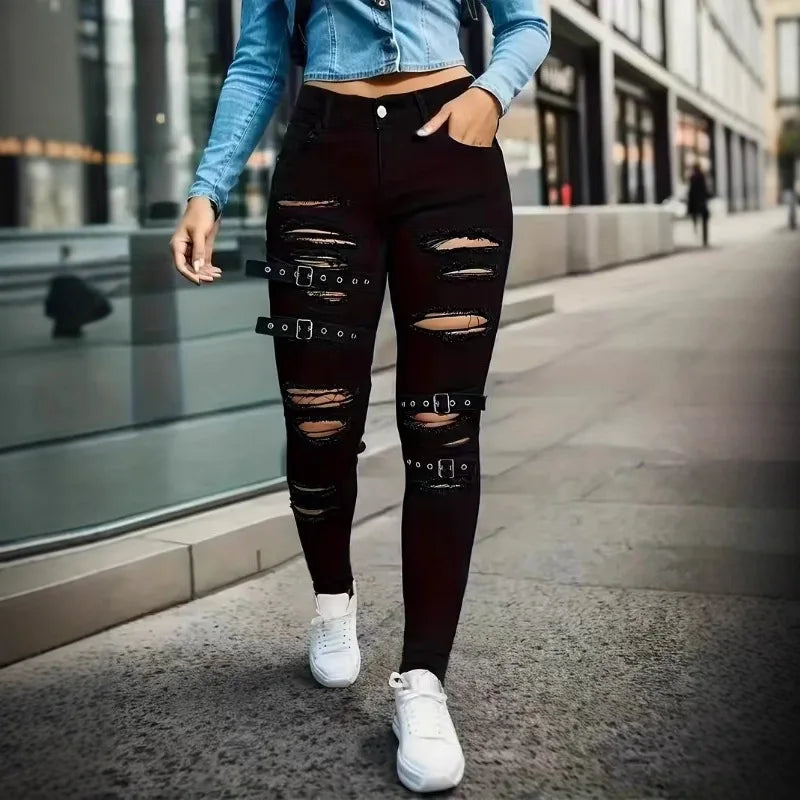Jeans rotos de talle alto