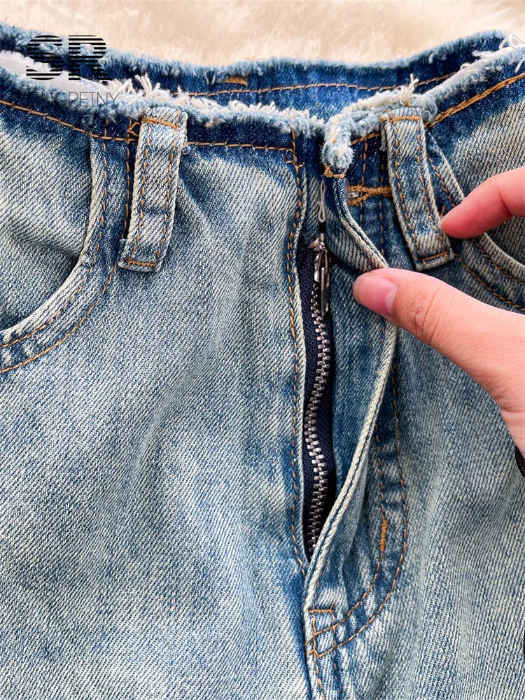 SINGREINY Pantalones vaqueros de moda estilo coreano para otoño de 2025, cintura alta, básicos, empalmados, casuales, pantalones largos, vaqueros lavados vintage sencillos