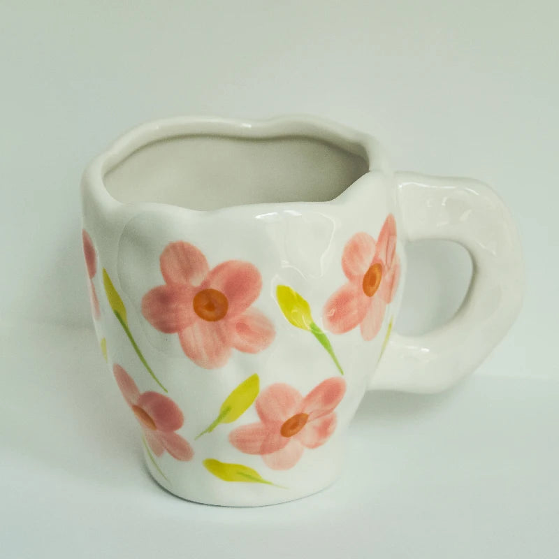 Irregular Hand-painted Flowers Mug