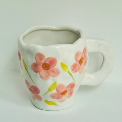 Irregular Hand-painted Flowers Mug