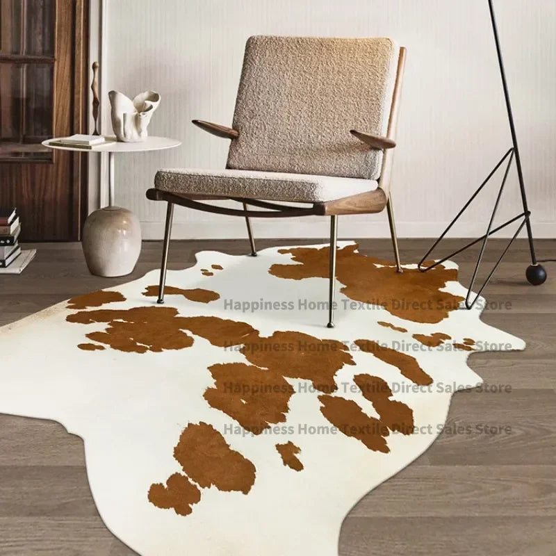 Irregular Faux Cowhide Light Luxury Lounge Rug