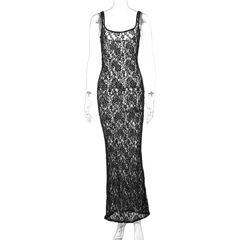 Sleeveless Lace Maxi Dress
