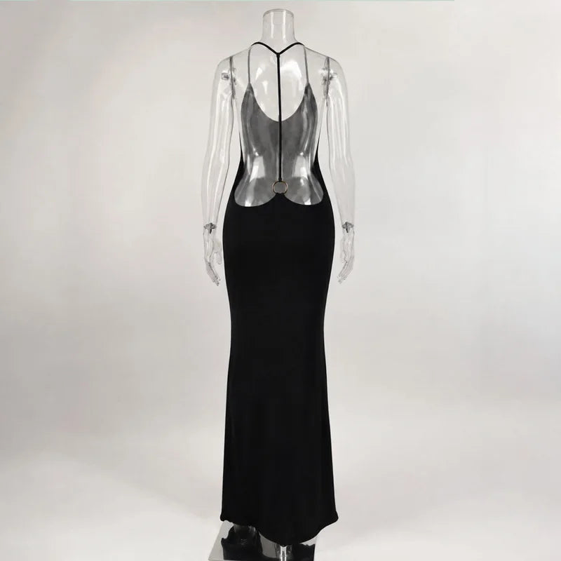 Halter Backless Bodycon Maxi Dress