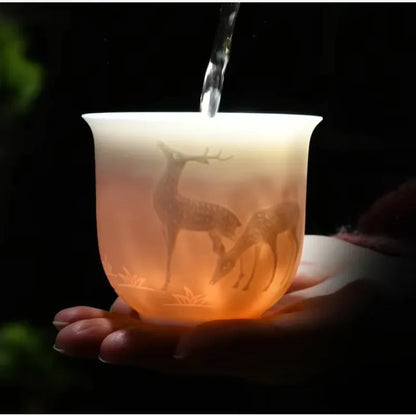 Yangzhi Jade Porcelain Heart Sutra Cup