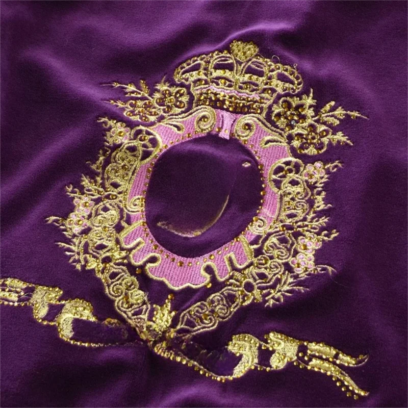 Conjunto de dos piezas de chándal de terciopelo de color liso