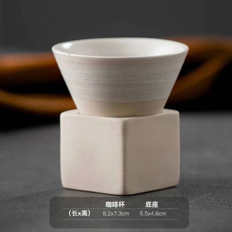 Retro Japanese Triangular Cone Shape Pottery Tea Coffee Cup