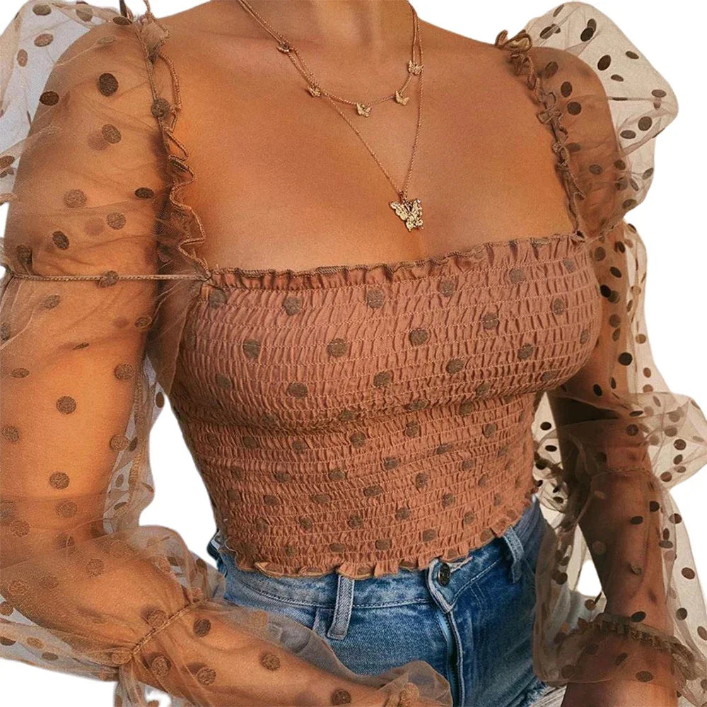 Blusa de malla transparente