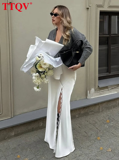 Loose Satin Skirt