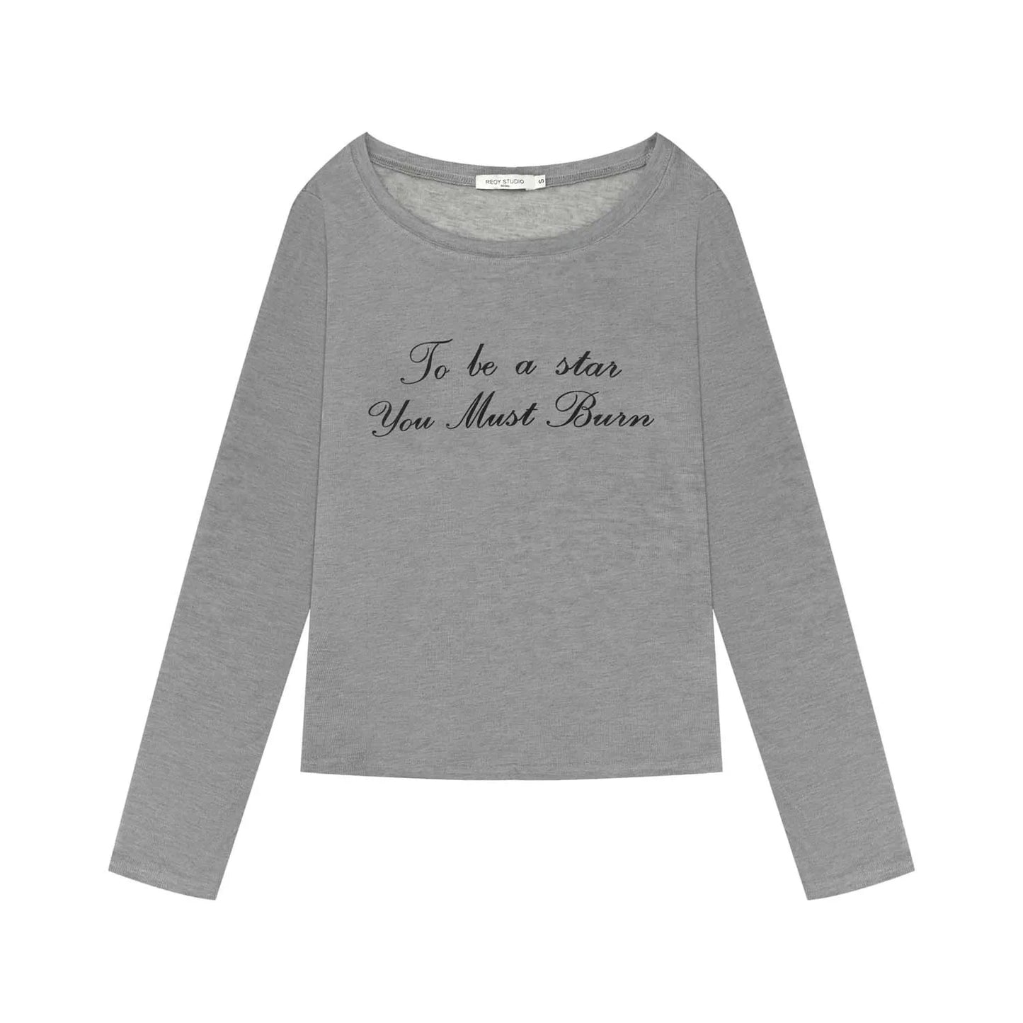 Letter Print Relaxed Fit Long Sleeve sun-protective shirt Fitted Top