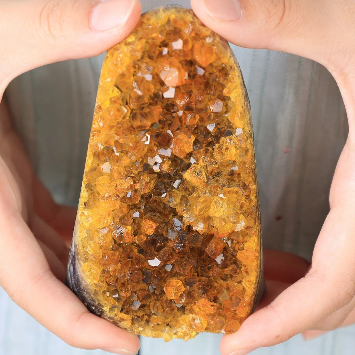 Dyed Yellow Crystal Cluster Geode