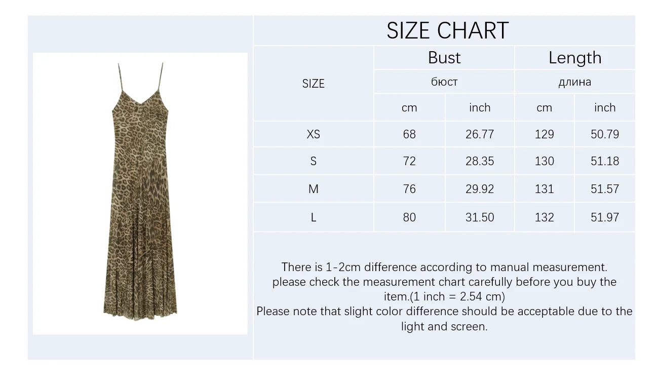Leopard Print Spaghetti Strap A-Line Midi Dress