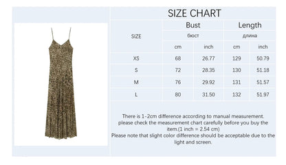 Leopard Print Spaghetti Strap A-Line Midi Dress