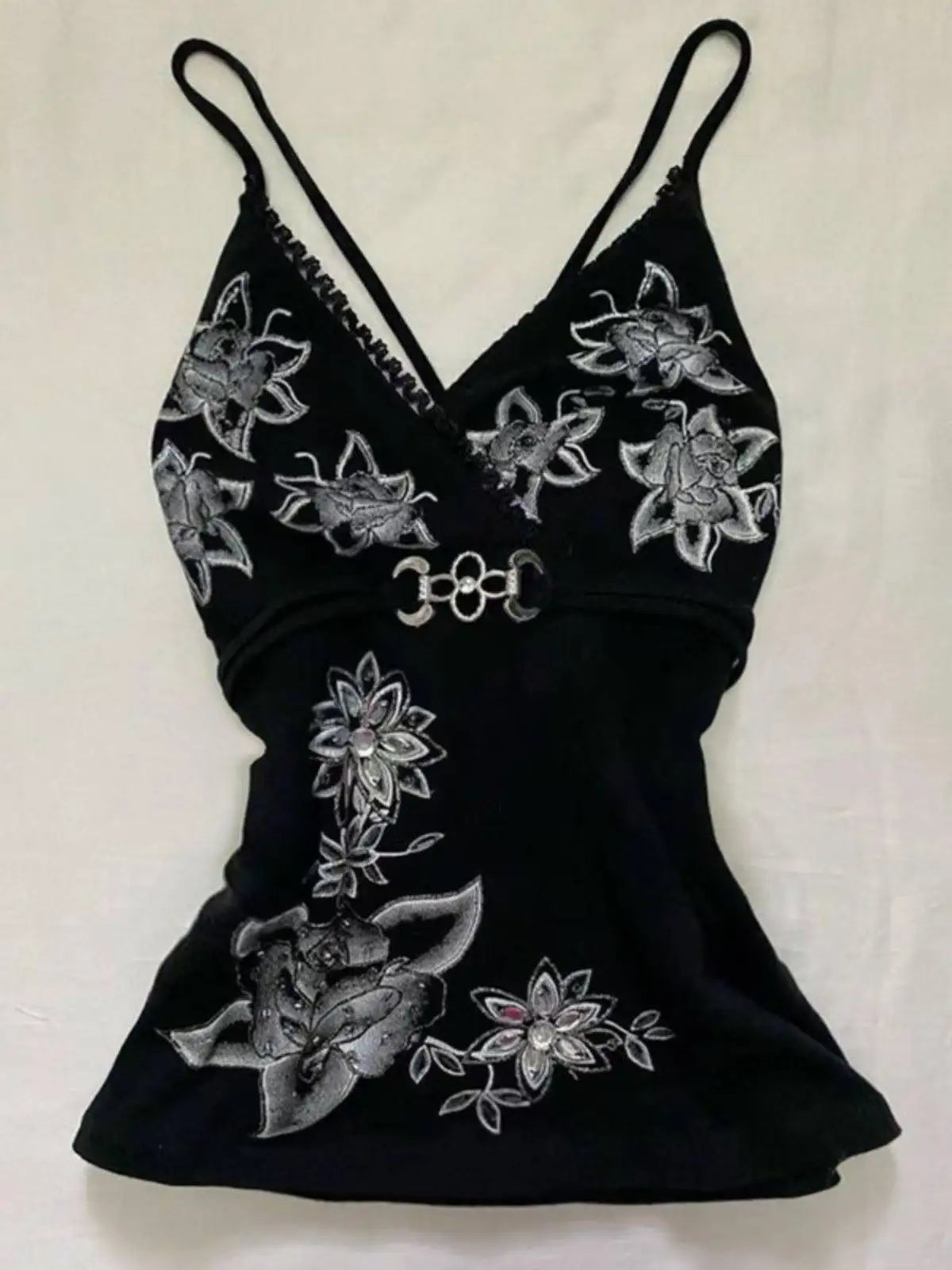 Camiseta sin mangas con cuello halter y encaje