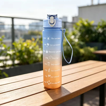 Frosted Gradient Water Bottle with Portable Straw and Handle