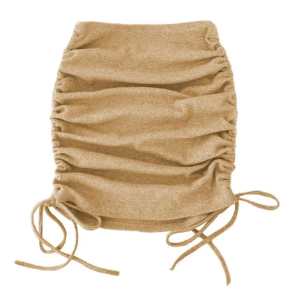 Faldas de Verano para Mujer con Cordones 2022 Hilo de Punto Lateral con Cordón Elástico Corrugado Sexy Cadera Ajustable Casual WSL4321