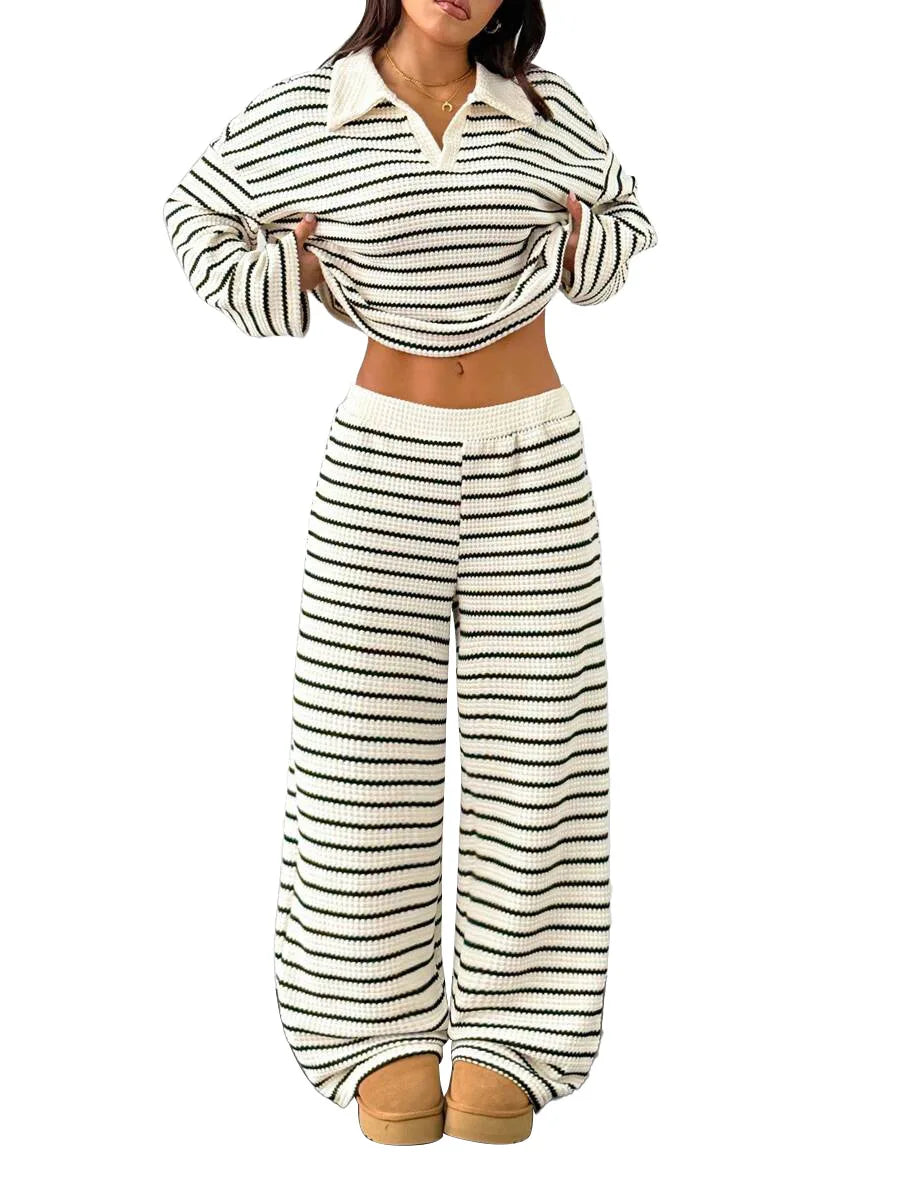 Conjunto de pantalón holgado a rayas
