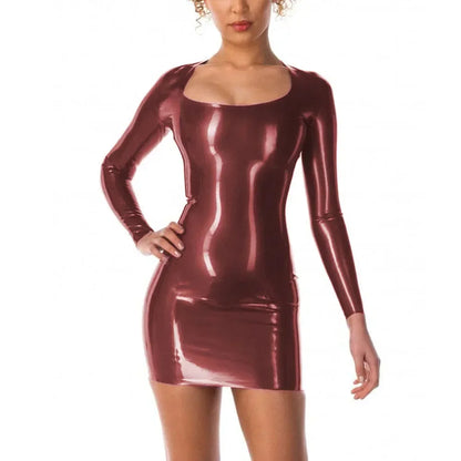 Scoop Neck Long Sleeve Bodycon Mini Dress