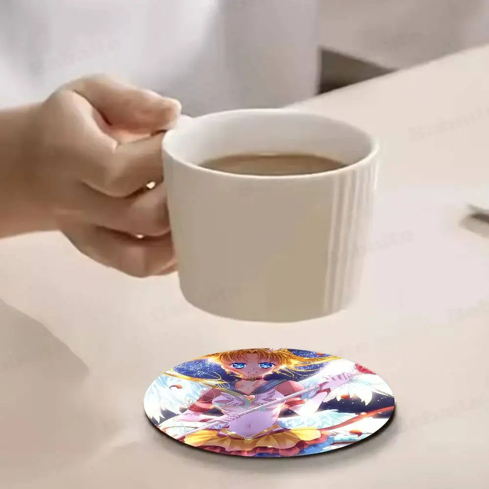 S-Sailor M-Moon Girl Anime Themed Wooden Coaster