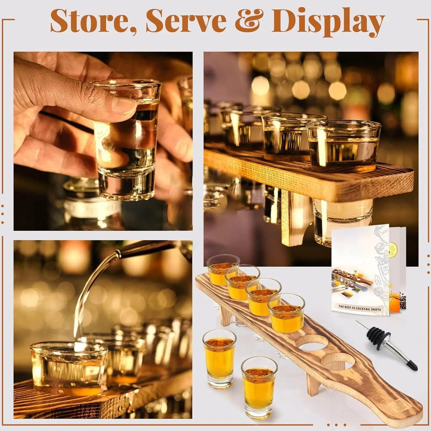 Wooden Shot Glass Serving Tray