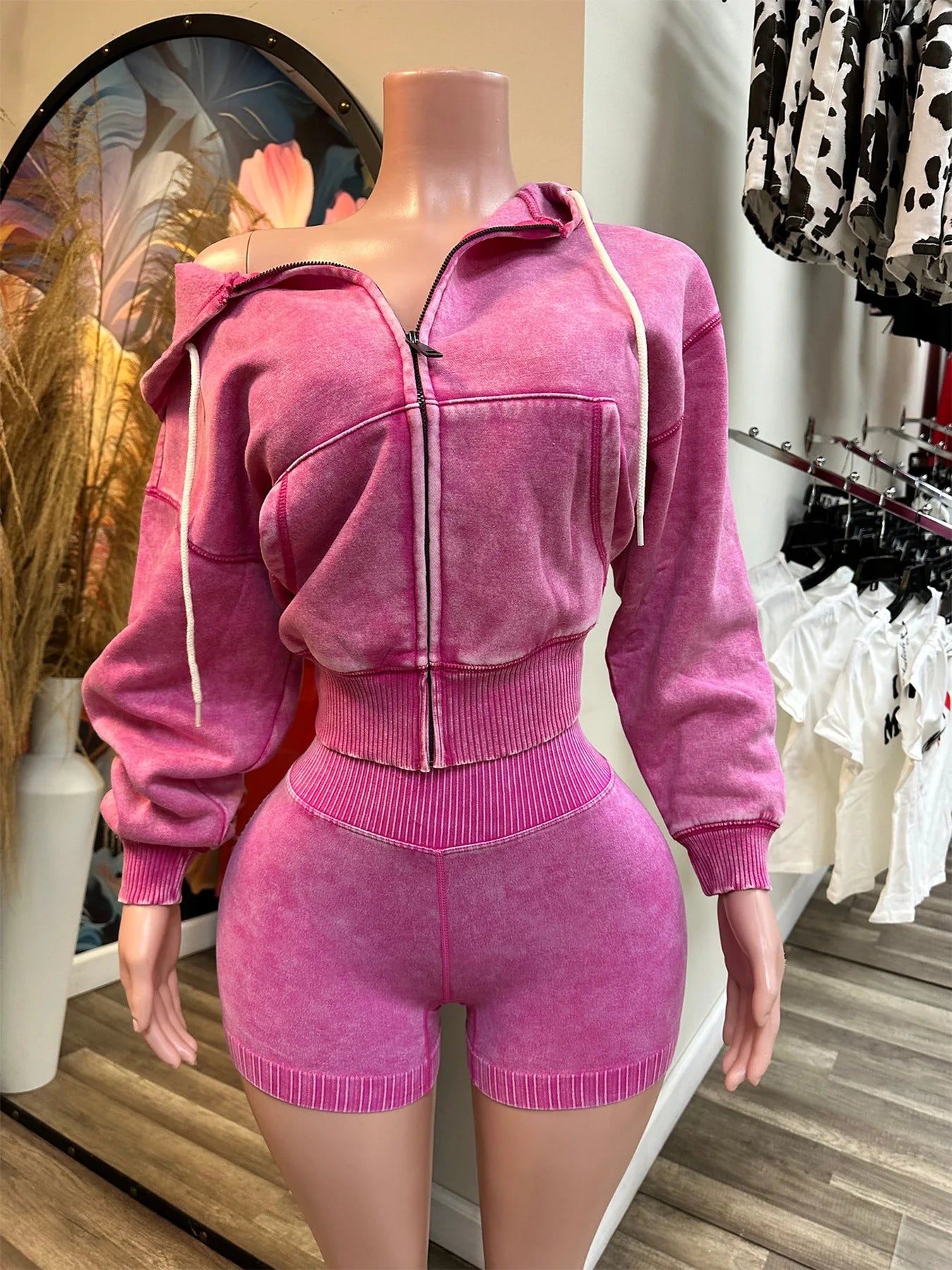 Conjunto de pantalones cortos deportivos con capucha gruesa