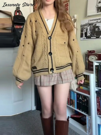 Star Print Knit Cardigan
