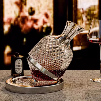 High End Crystal Glass 360 Degree Rotating Decanter Drum