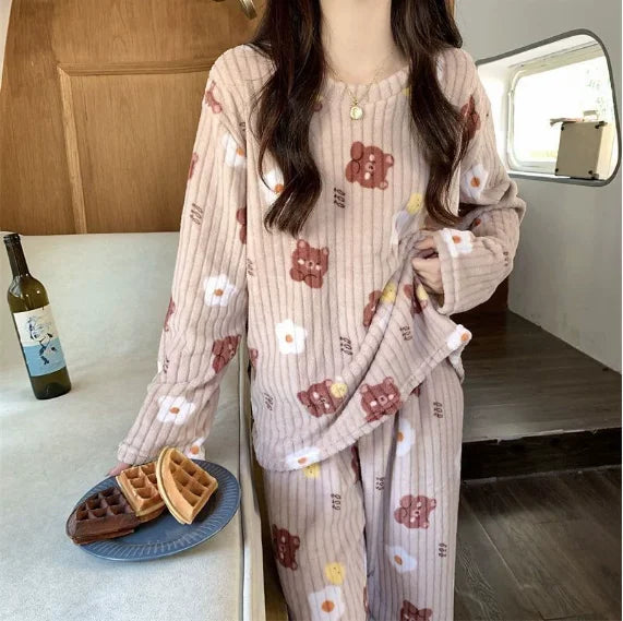 Conjunto de top tipo jersey con cuello redondo y pantalón de cintura elástica holgada a cuadros