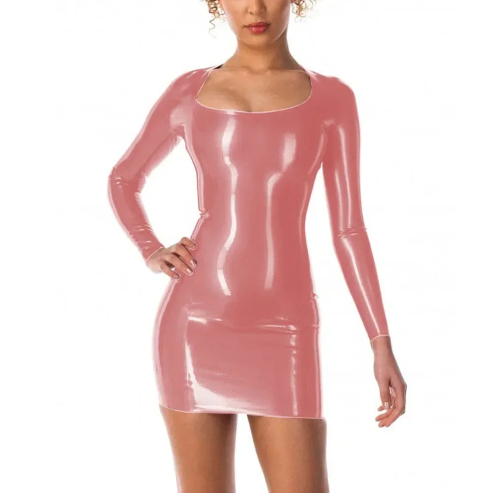 Scoop Neck Long Sleeve Bodycon Mini Dress
