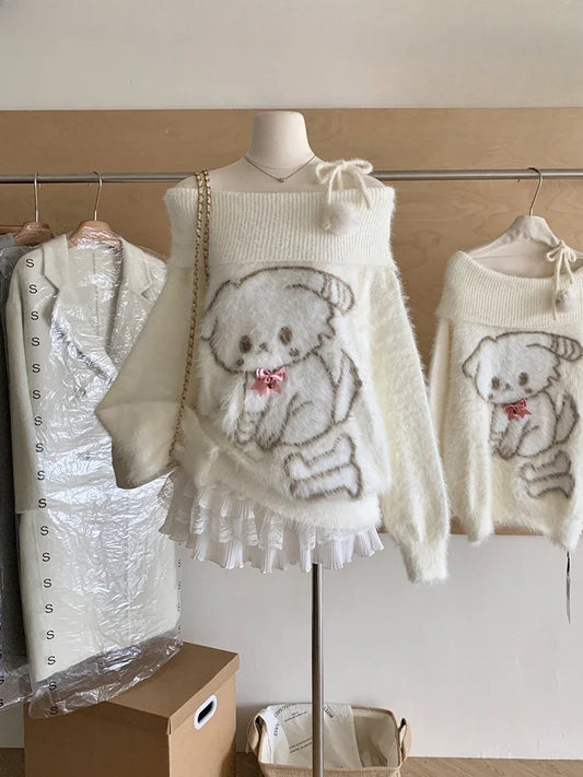 Slash Neck Cuddly Sweater