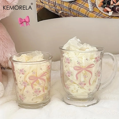 Flower Rose Bow Pattern Glass