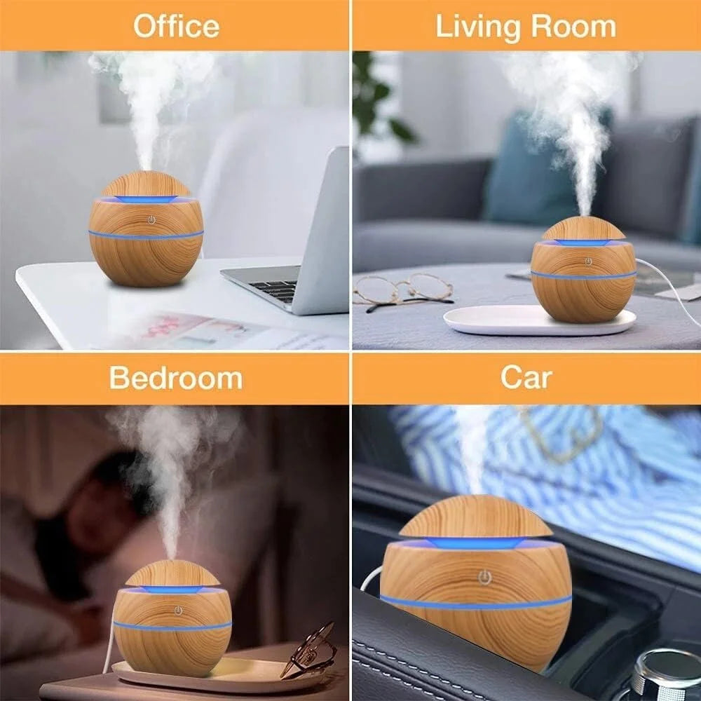 Humidificador Difusor de Aroma Eléctrico de Madera