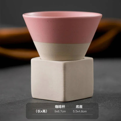 Retro Japanese Triangular Cone Shape Pottery Tea Coffee Cup