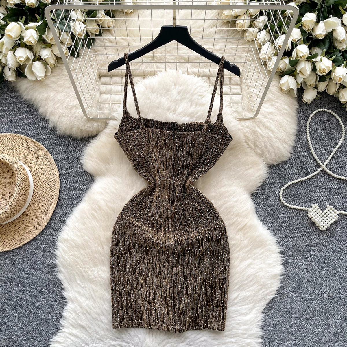 sleeveless glitter Backless Off Shoulder mini dress