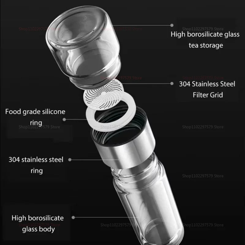 Double-layer glass tea bottle