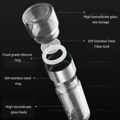 Double-layer glass tea bottle