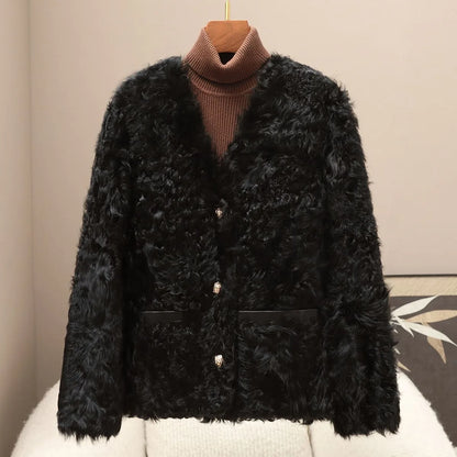 real wool fur short coat