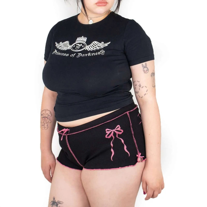 Minishorts de tiro bajo con estampado de lazo