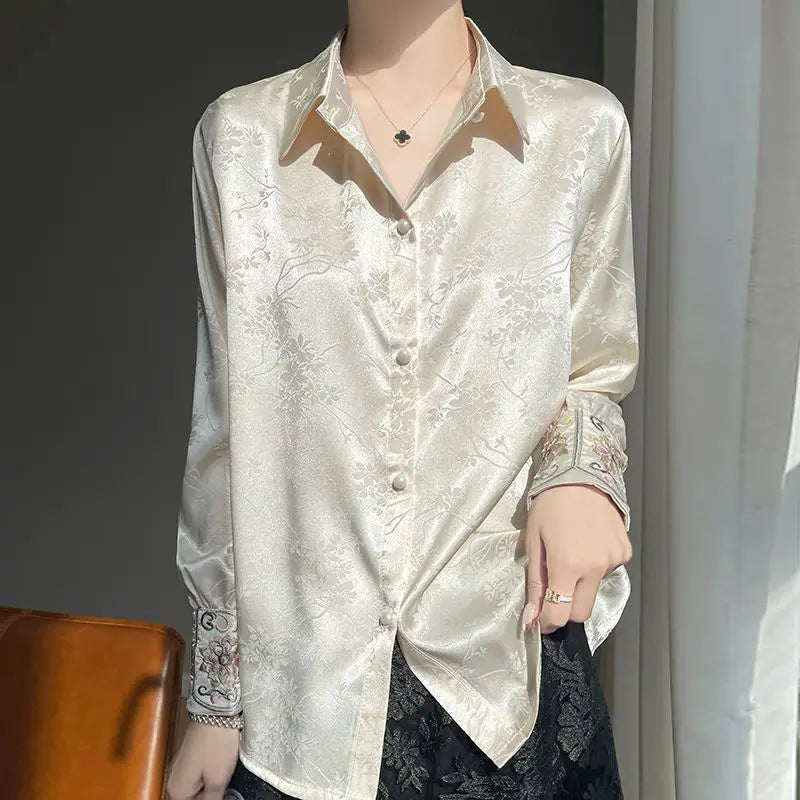 Primavera Vintage Blusa Mujer Ropa Mujer Tops Camisa Casual Moda Ropa Manga Larga Streetwear Otoño Elegante Estilo Étnico