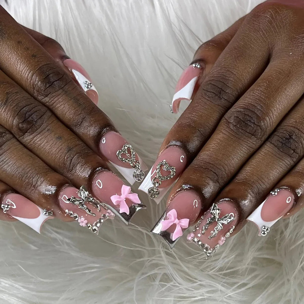 24 unidades de uñas postizas Y2K con estrellas dulces