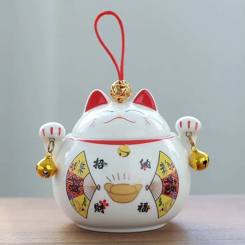 Lucky Cat Ceramic Tea Tin