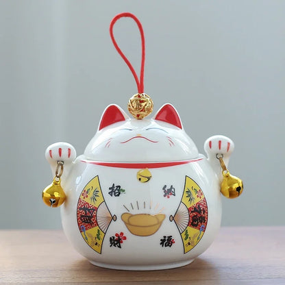 Lucky Cat Ceramic Tea Tin