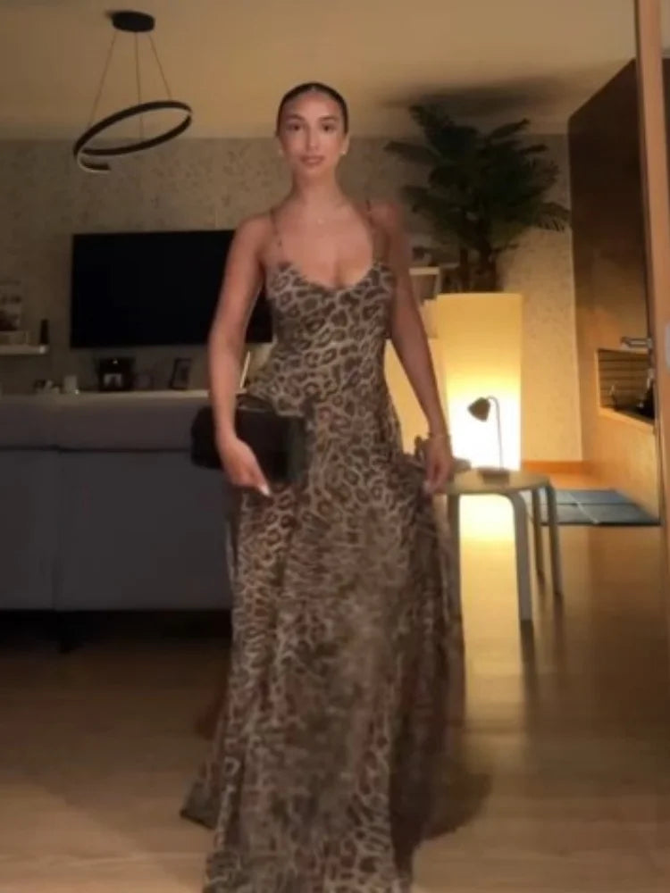 Leopard Printed Sling Dress