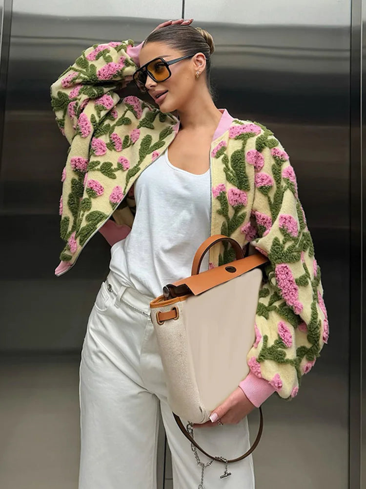 3D Floral Bomber Jacket